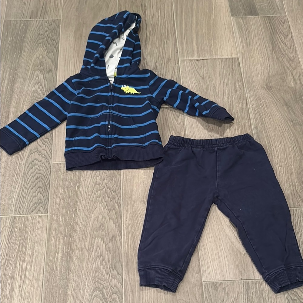 Carters Navy Striped Kids Hoodie and Pants Set Size 12M
